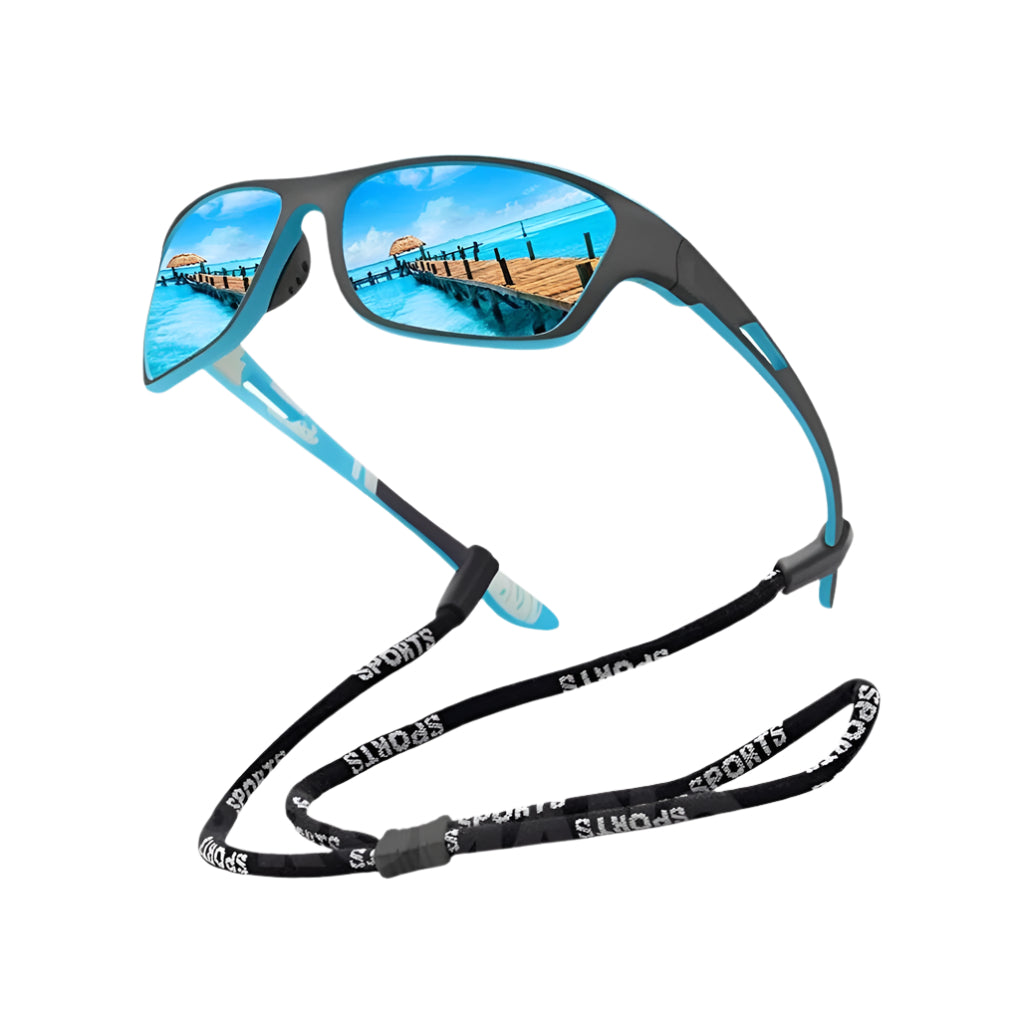 Durable unisex sunglasses, polarized for glare reduction, perfect for sports like cycling and running.