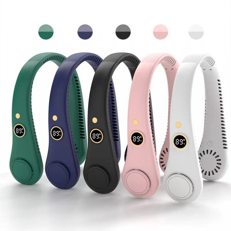 Unisex hands-free neck fan, providing quiet, ultimate heat relief and comfort.