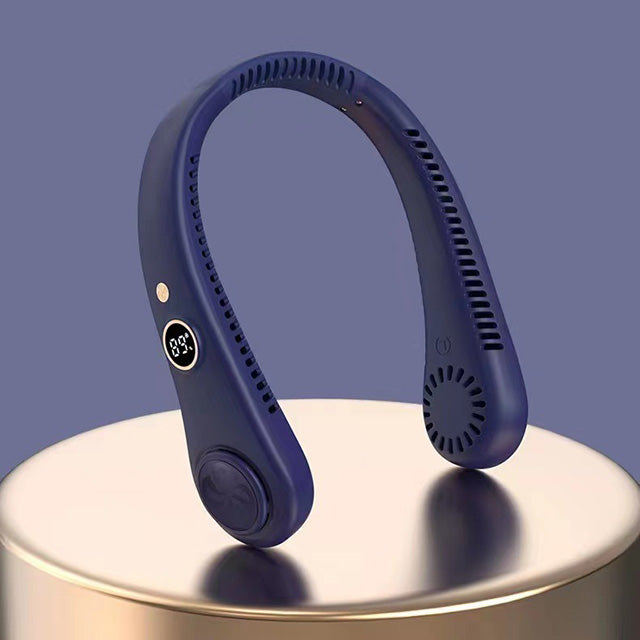 Personal cooling solution: 5-speed portable neck fan for outdoor gear & heat relief.