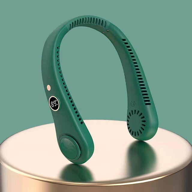 Summer essential: Bladeless neck fan, hands-free comfort for sports and travel.