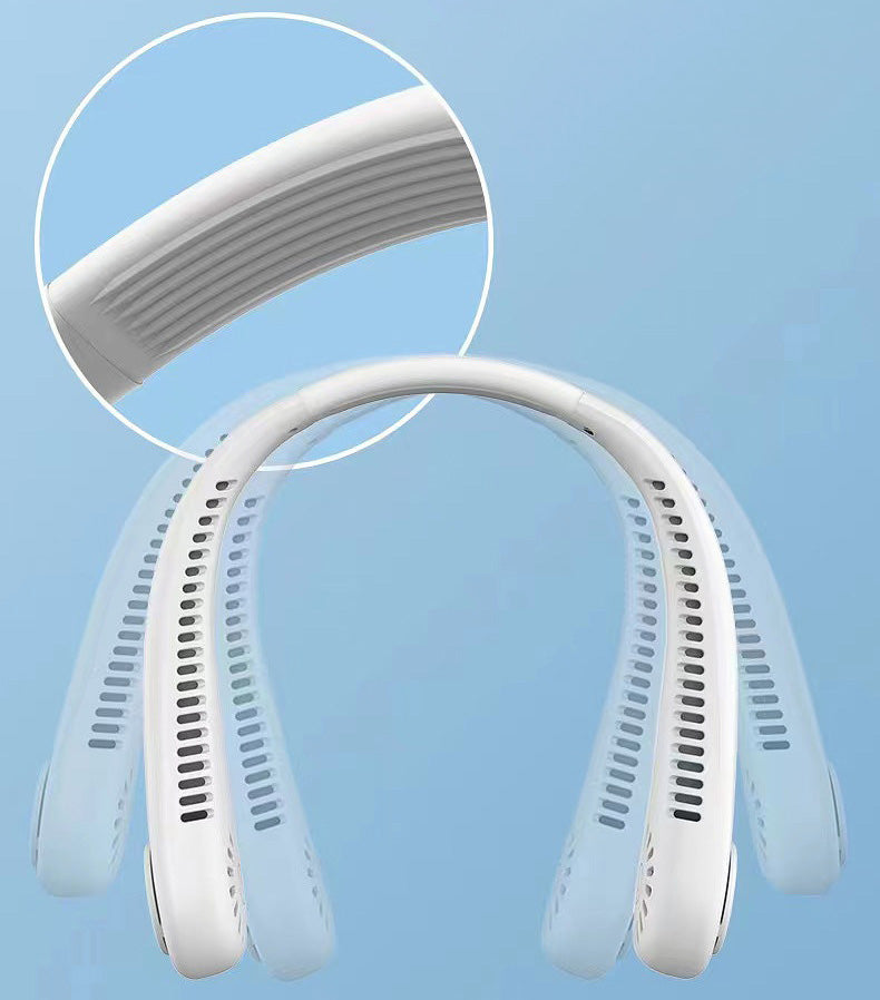 Hands-free 5-speed bladeless neck fan, great for sports, outdoor activities & travel.