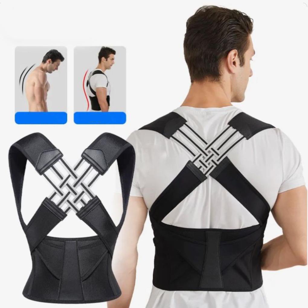 Ergonomic posture brace for men & women. Provides daily back & shoulder support for improved posture & health.