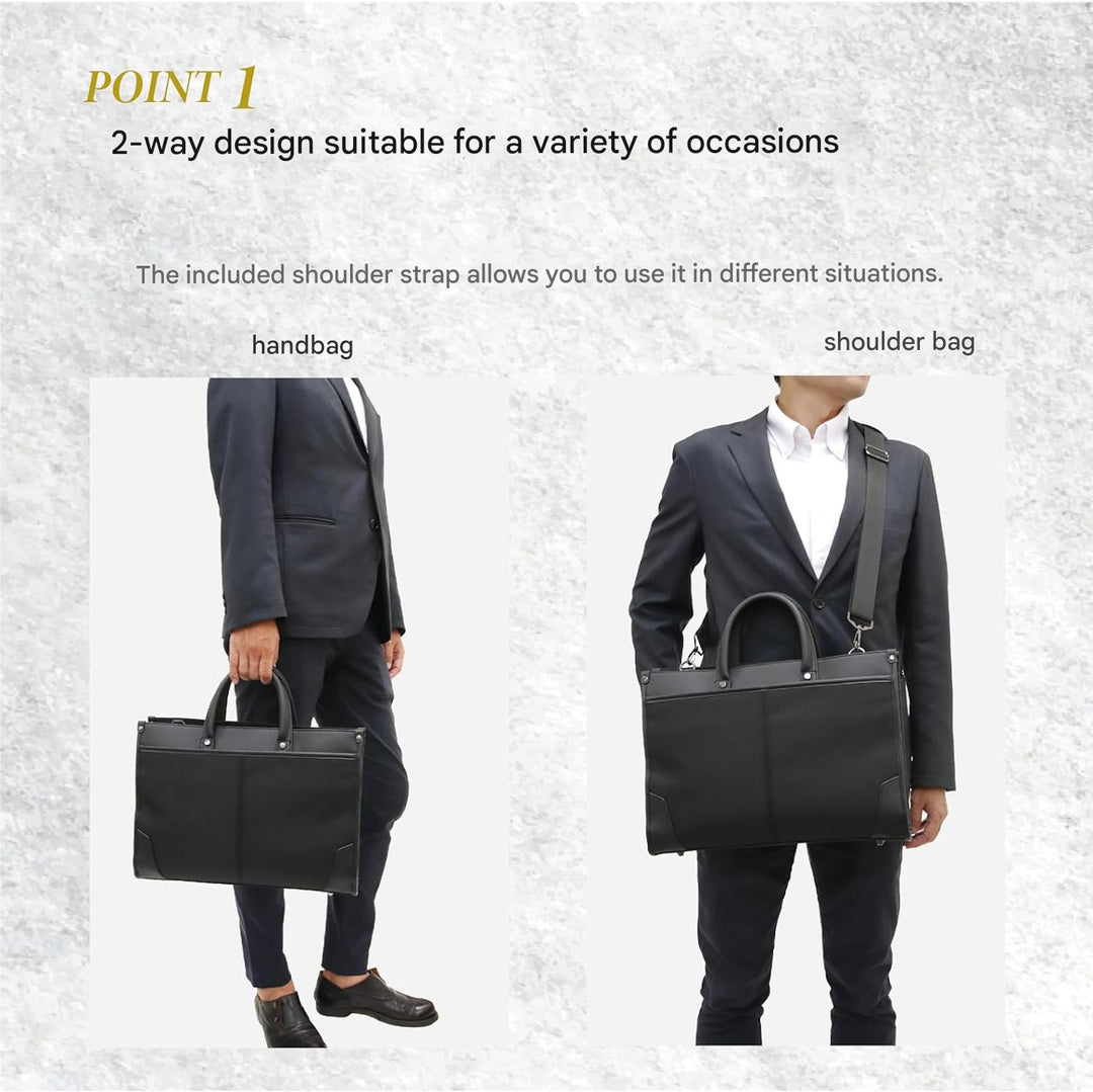 Sleek unisex professional business briefcase, a 2-way messenger bag with ample organized storage for work.
