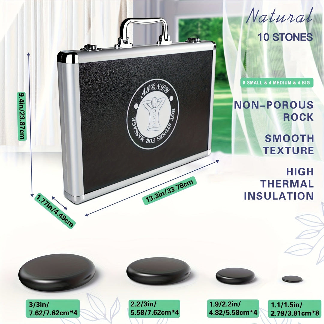 Unisex professional hot stone massage kit. Spa-quality stones & heater for deep relaxation and muscle therapy.