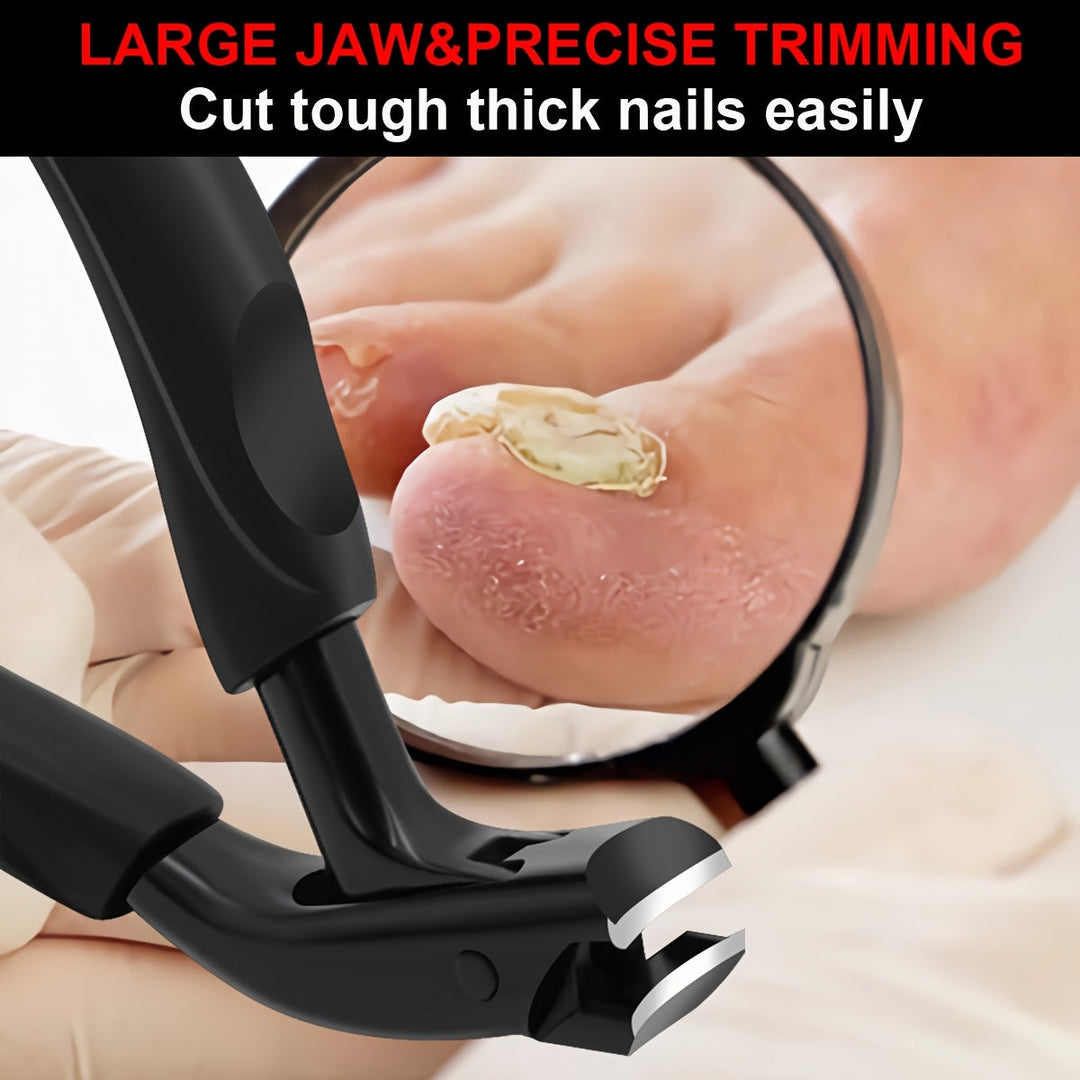 Ergonomic professional toenail clipper for thick & ingrown nails. Strong stainless steel pedicure tool.