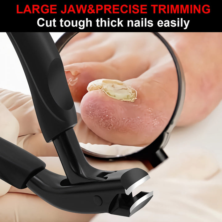 Ergonomic professional toenail clipper for thick & ingrown nails. Strong stainless steel pedicure tool.