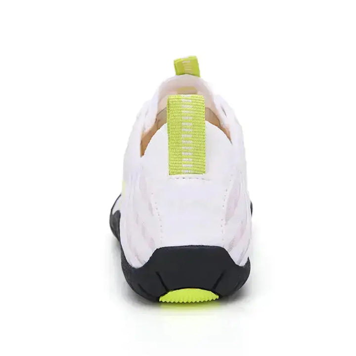Comfortable quick-lace minimalist shoes. Wide toe box and flexible sole support natural movement.
