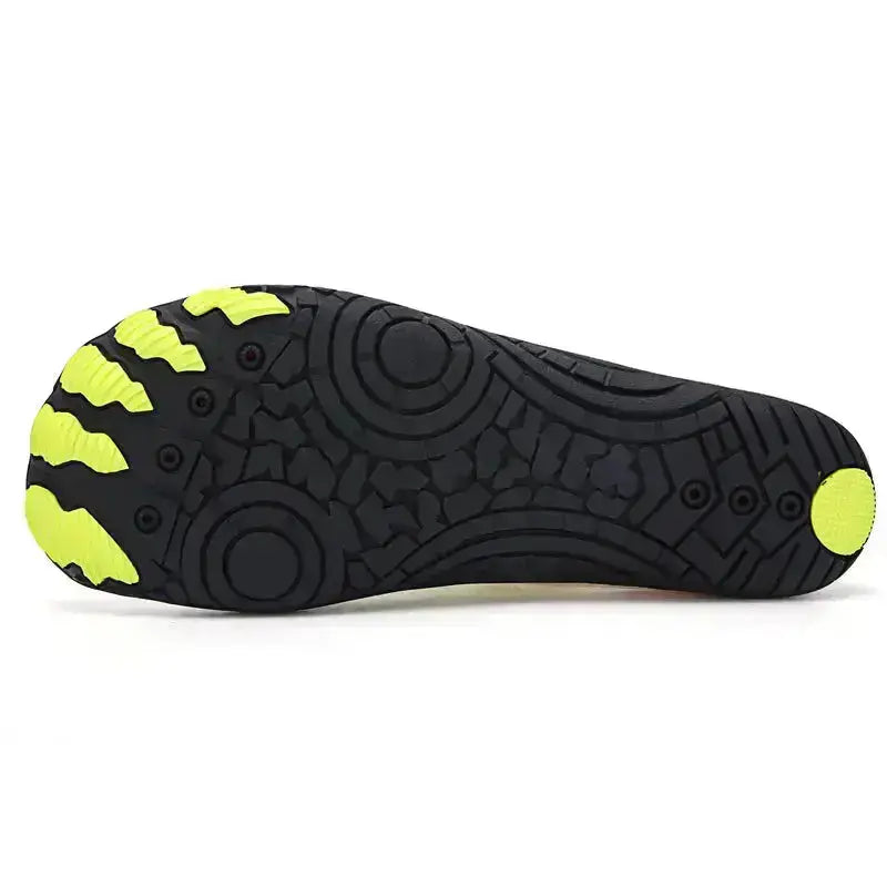 Unisex quick-lace barefoot shoes. Durable, lightweight, and flexible sole for outdoor and casual use.