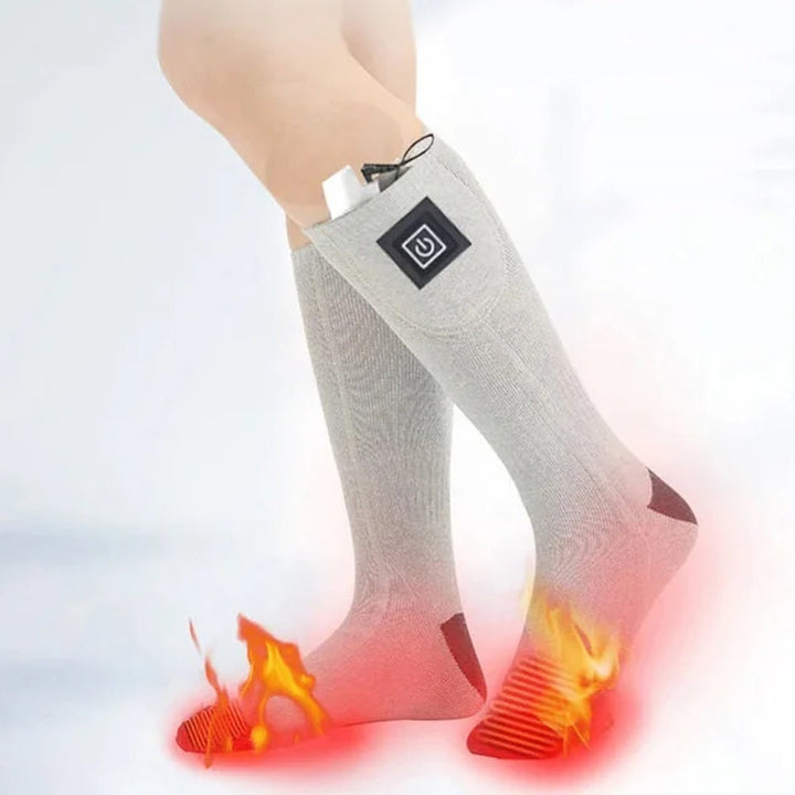 Unisex rechargeable heated socks for ultimate winter warmth and comfort.