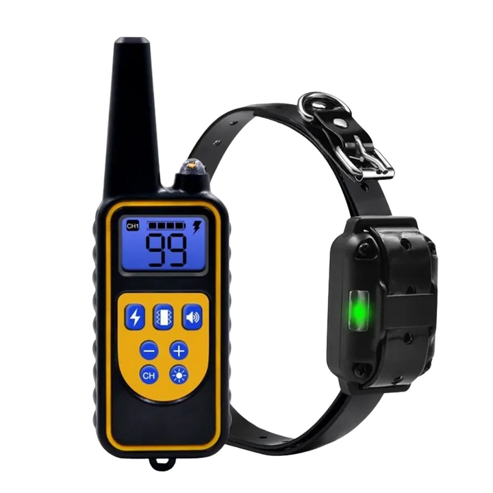 Adjustable obedience training collar, comfortable for dogs, used with remote for behavior correction.