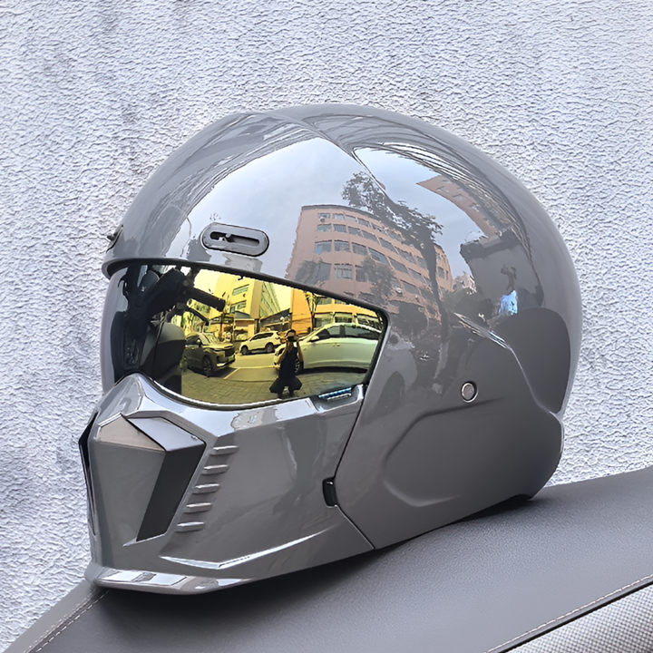 Stylish retro open-face motorcycle helmet, DOT & ECE certified, perfect for classic cruiser bikes.