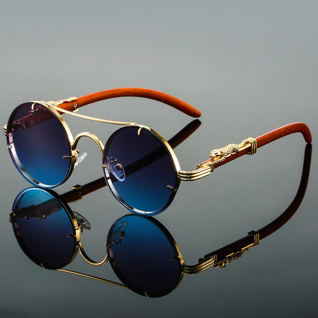 Unisex retro oval metal frame sunglasses on a white background, perfect fashion accessory.