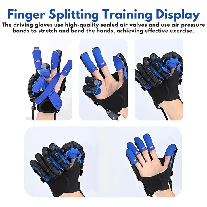 High-tech robotic glove for hand therapy, designed for stroke rehabilitation & improving finger dexterity.