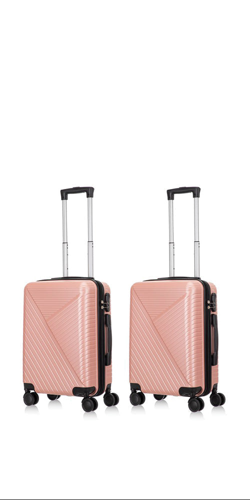 Unisex Santorini 2-piece hard shell luggage set. Durable travel suitcases with spinner wheels for easy movement.