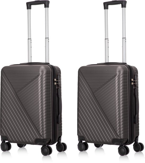Santorini 2-piece spinner luggage set. Hard shell design for durability, great for vacation or business travel.