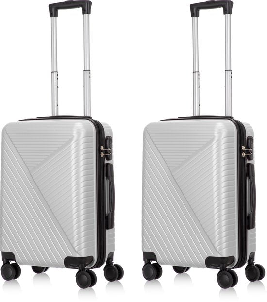 Robust Santorini hard shell travel suitcases. 2-piece unisex luggage set with TSA locks for secure travels.