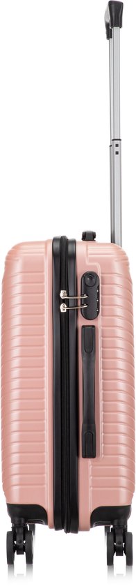 Modern Santorini 2-piece luggage set. Hard shell design protects contents, ideal for any traveler.