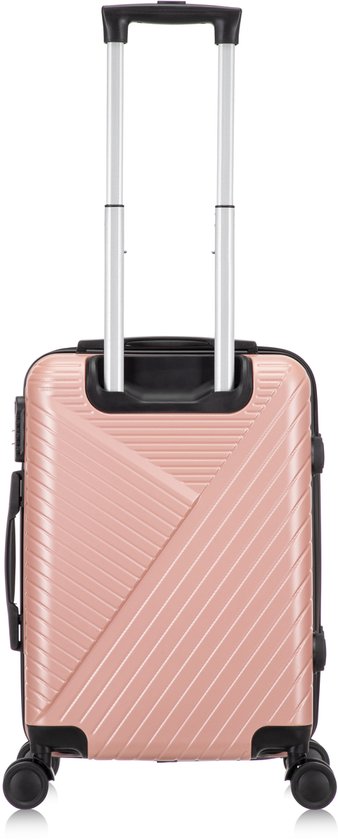 Black Santorini hard shell spinner luggage set. 2-piece durable travel suitcases with integrated TSA lock.