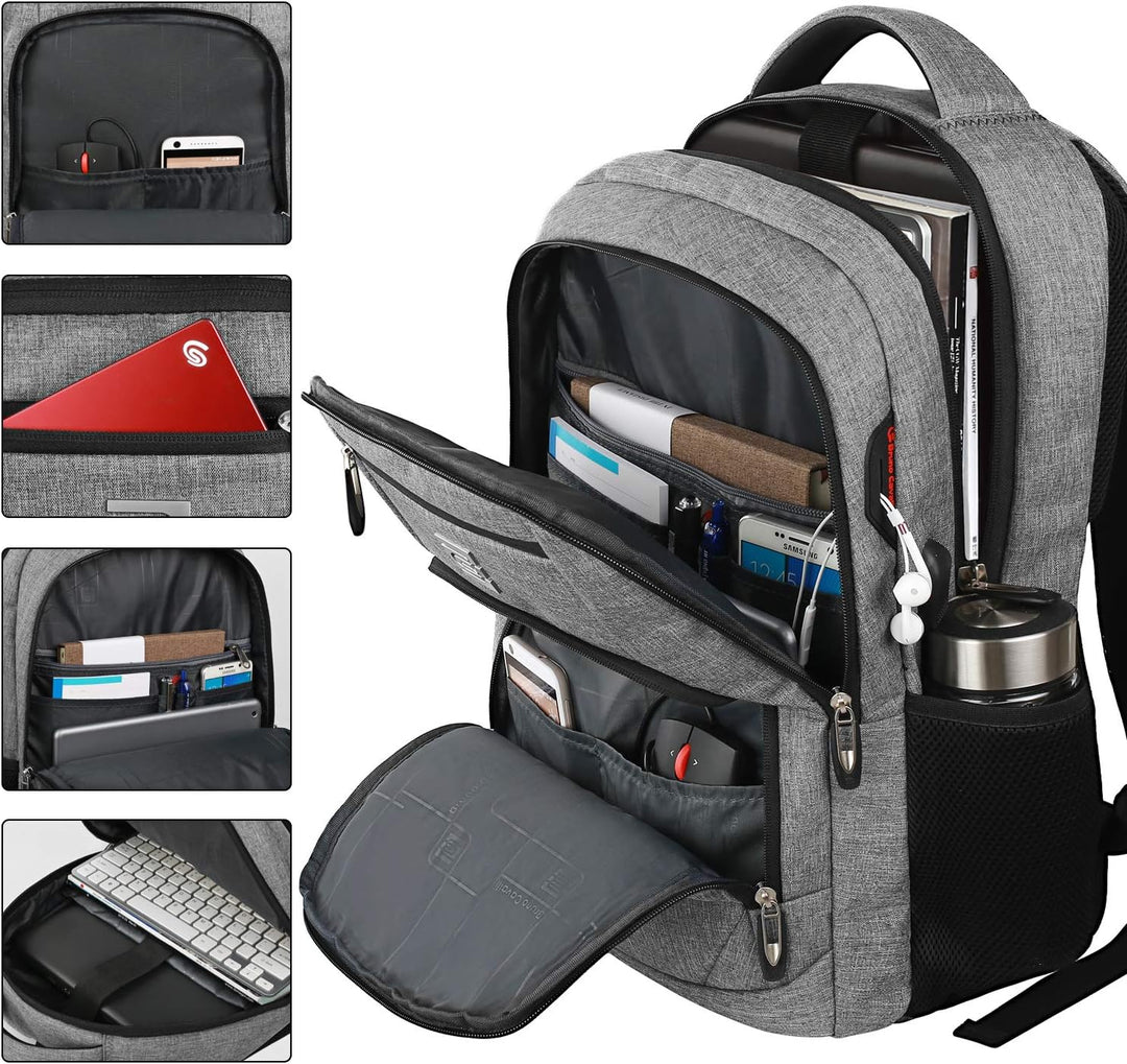 Blue unisex anti-theft travel backpack with USB port, ideal for safely carrying tech and essentials.