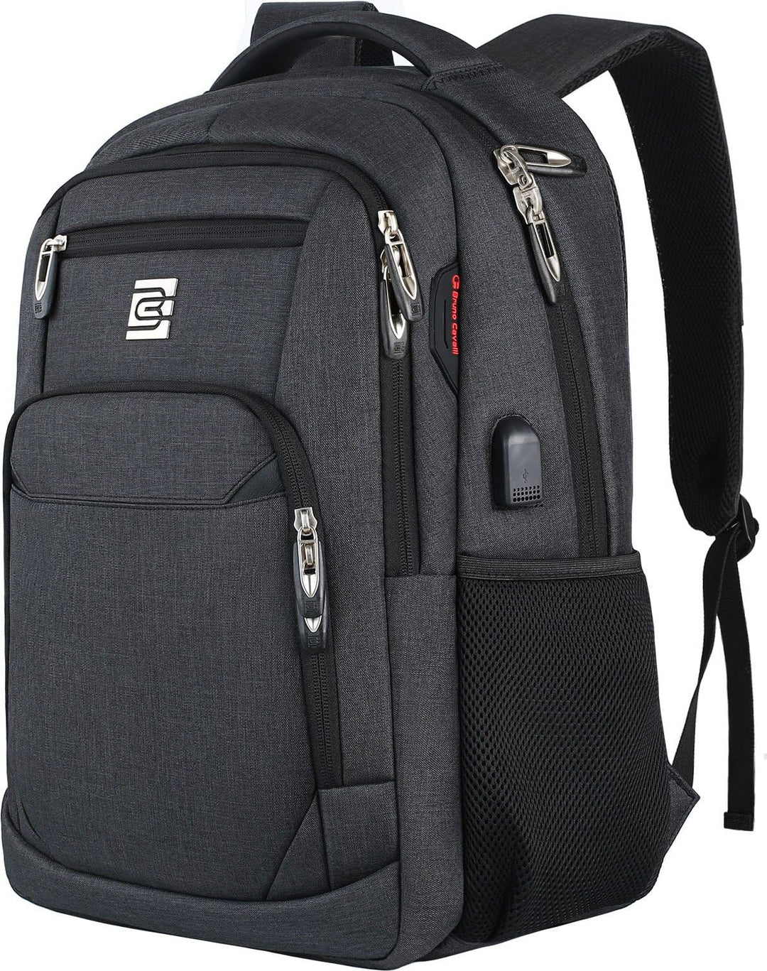 Anti-theft work backpack with USB port, designed for sleek organization & secure laptop transport.