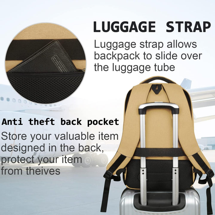 Tech-friendly anti-theft backpack, slim for laptops, with built-in USB port for device charging.