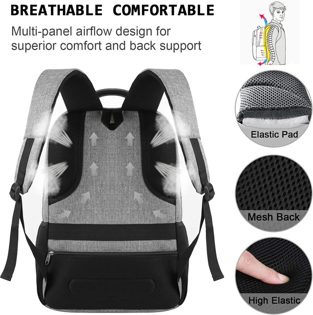 Travel-ready slim anti-theft backpack, USB port for charging, designed for maximum security.