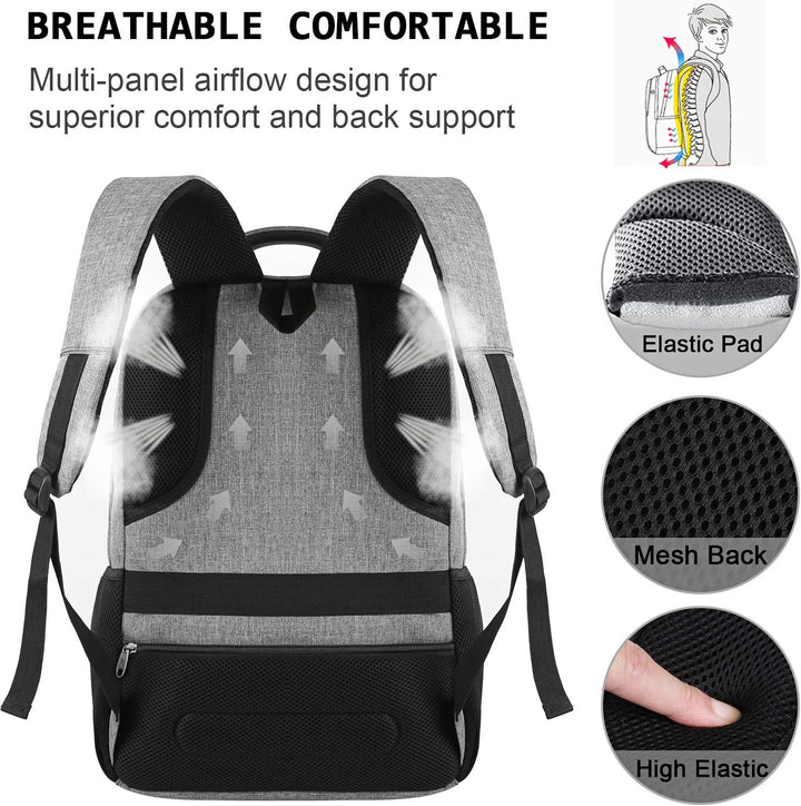 Travel-ready slim anti-theft backpack, USB port for charging, designed for maximum security.