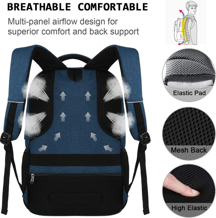 Stylish water-resistant laptop backpack, slim profile, hidden zippers & external USB port for secure carry.