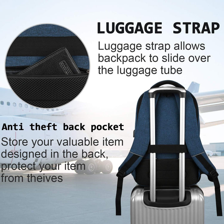 Grey unisex commuter backpack with anti-theft features & USB charging, ideal for work or school.