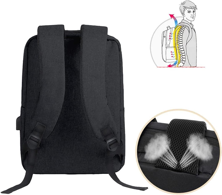 Black slim waterproof laptop backpack, perfect for business travel and daily commutes.