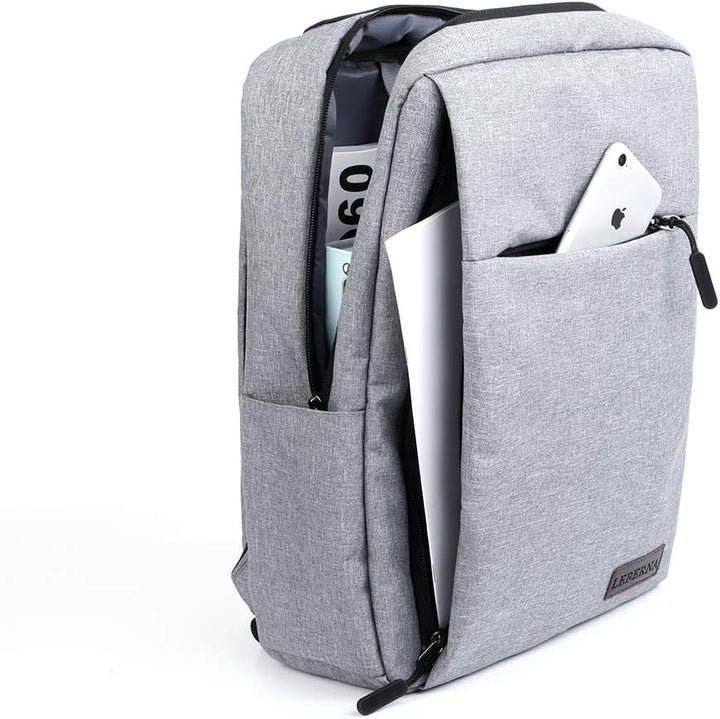 Stylish ultra-slim waterproof laptop backpack, unisex, with integrated USB charger.