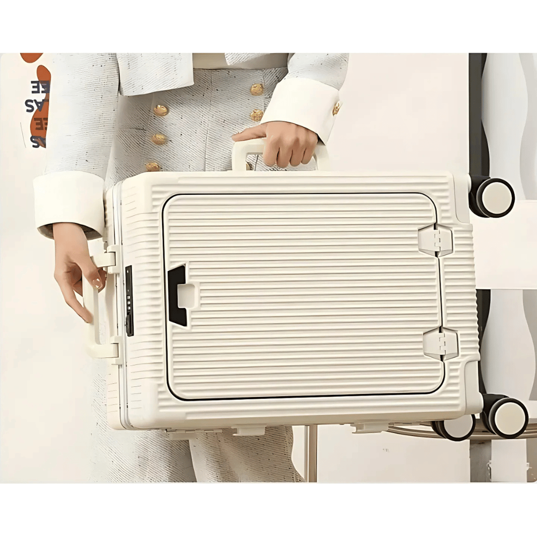 Unisex durable carry-on luggage with dedicated laptop compartment and USB port. Essential travel gear.