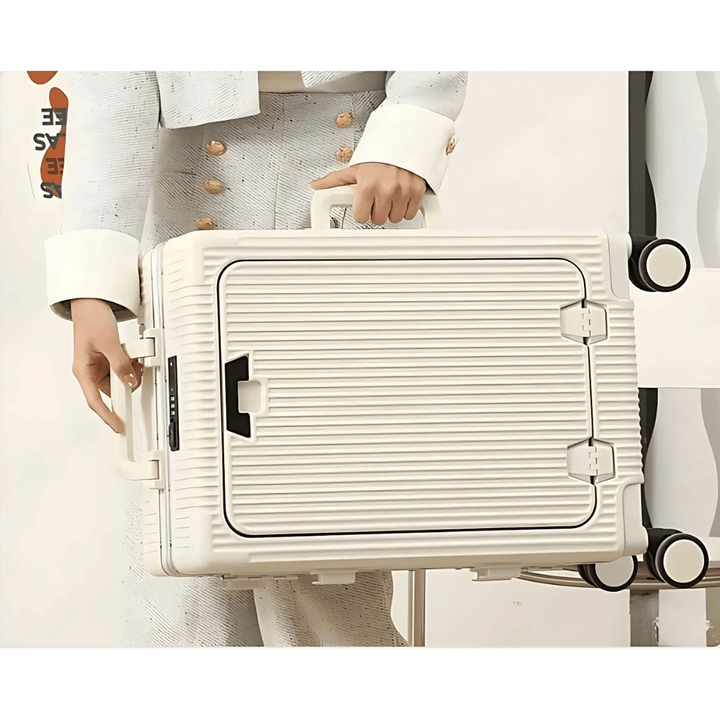 Unisex durable carry-on luggage with dedicated laptop compartment and USB port. Essential travel gear.