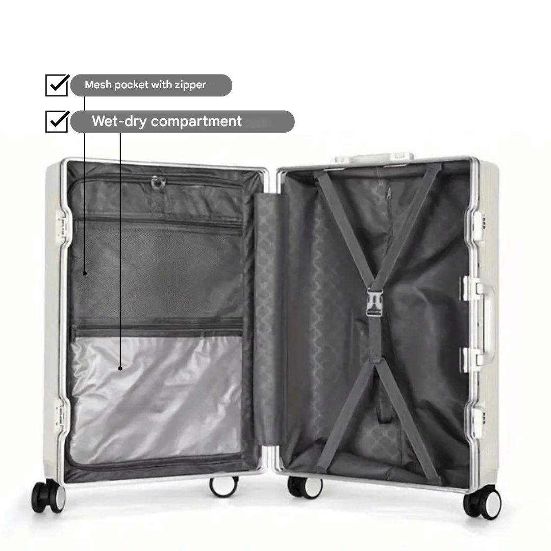 Modern carry-on luggage for smart travelers, offering USB charging and a secure laptop compartment.