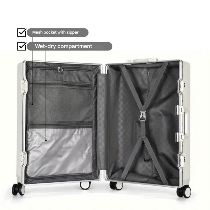 Modern carry-on luggage for smart travelers, offering USB charging and a secure laptop compartment.