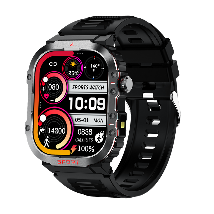 Sleek unisex digital smartwatch with heart rate, blood oxygen, and fitness tracking. Ideal health monitor for activity.
