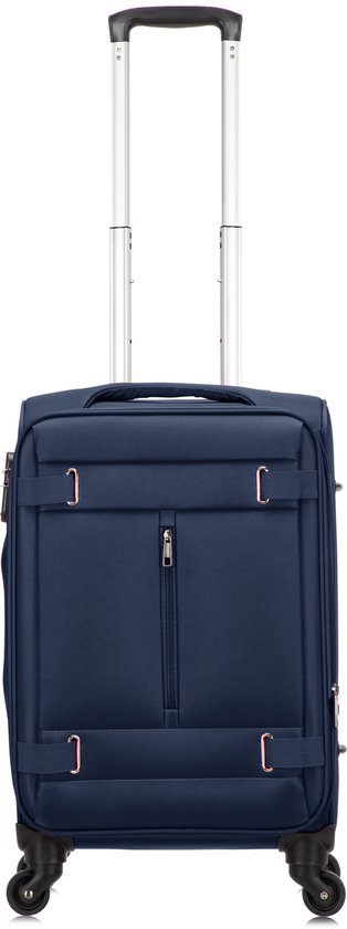 Versatile unisex softshell luggage, compact carry-on with smooth spinner wheels for all journeys.