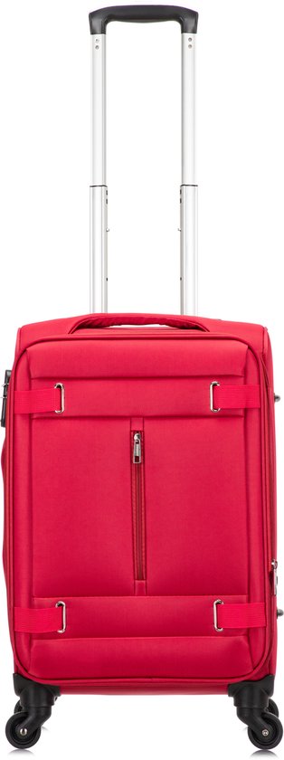 Ideal unisex softshell luggage for short airplane trips, compact carry-on with responsive spinner wheels.