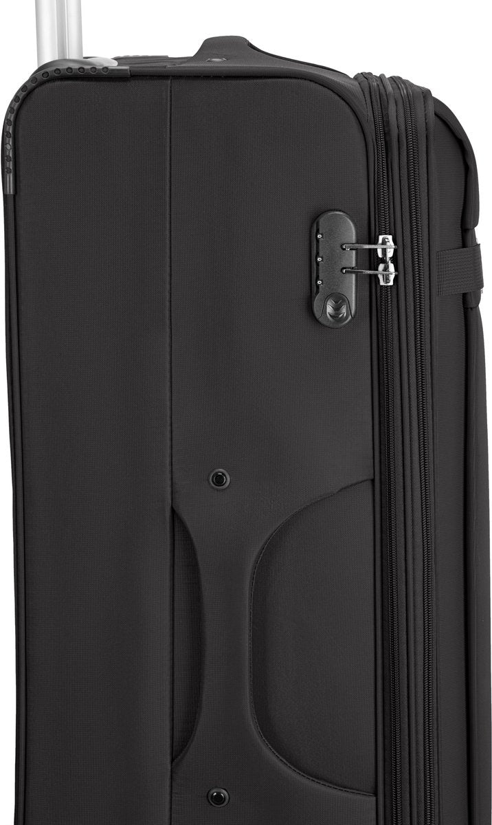Compact carry-on softshell suitcase for unisex travelers, ideal for weekend and airplane trips.