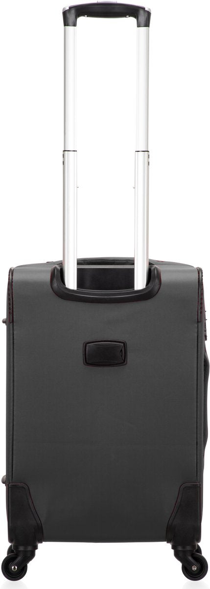 Durable unisex softshell carry-on luggage, lightweight design with sturdy 360° spinner wheels.
