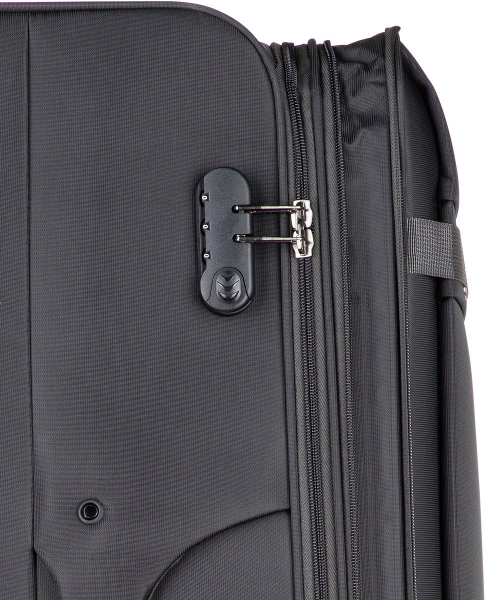 Effortless unisex softshell cabin luggage with silent, smooth spinner wheels for seamless travel.