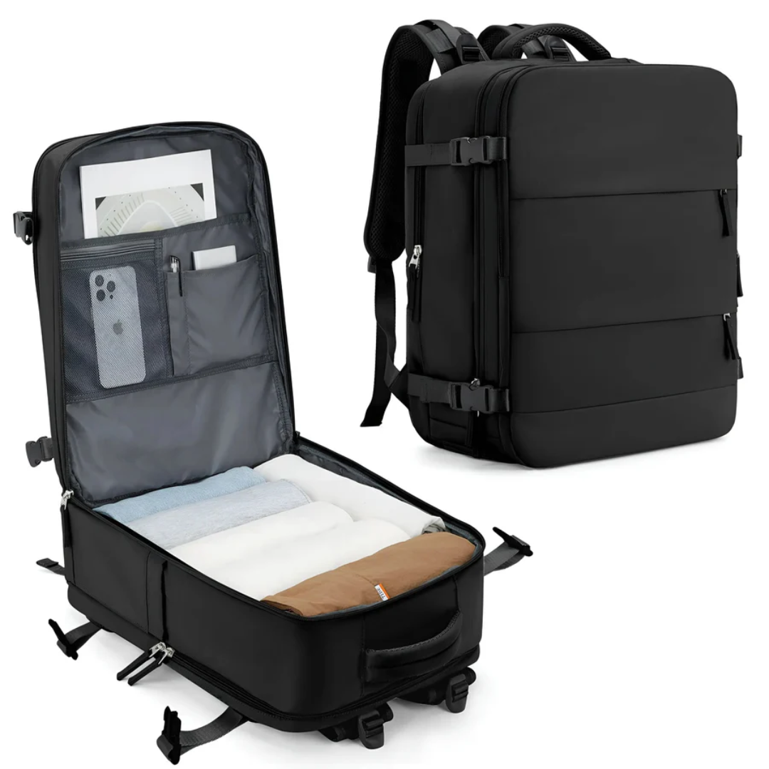 Sleek unisex TravelMate hand luggage suitcase, carry-on approved, ideal for compact weekend trips or business travel.
