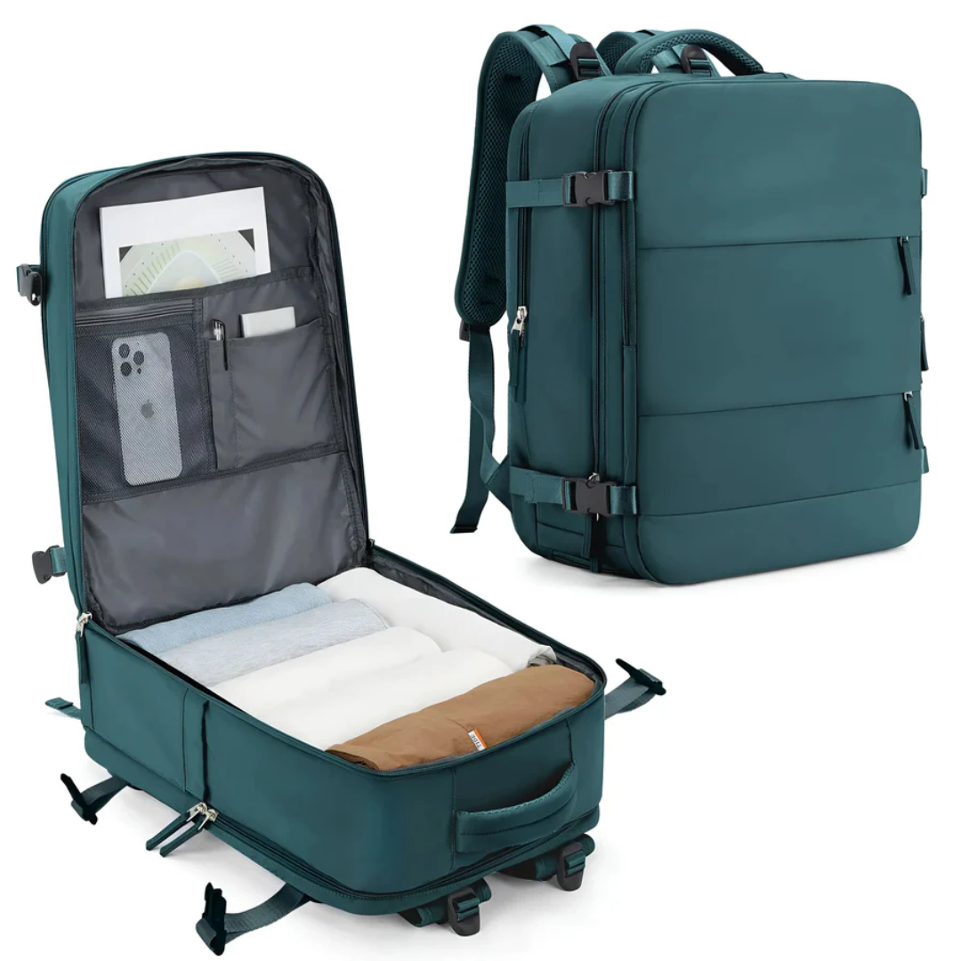 TravelMate spacious hand luggage suitcase demonstrating roomy interior for organized essentials & efficient travel.