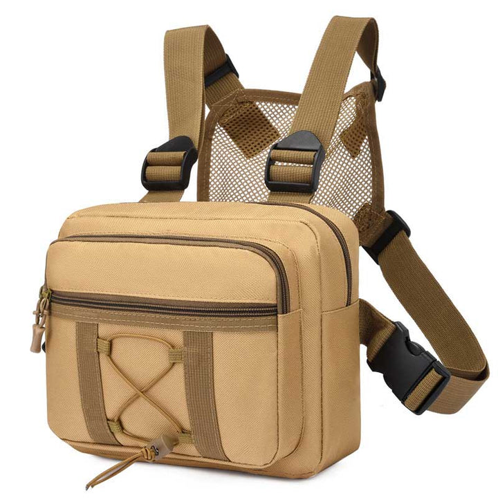 Adventure-ready water-resistant chest rig bag, durable & tactical for hiking, travel, and outdoor gear.