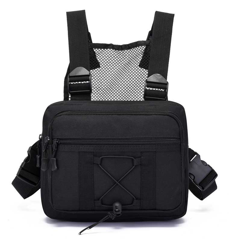 Unisex outdoor gear chest bag, tactical, water-resistant, with multiple pockets for adventure essentials.