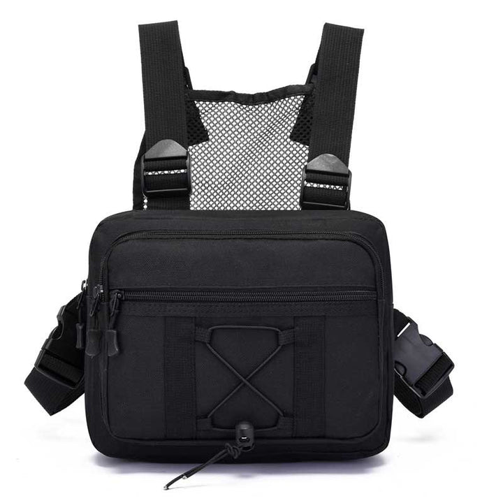 Unisex outdoor gear chest bag, tactical, water-resistant, with multiple pockets for adventure essentials.