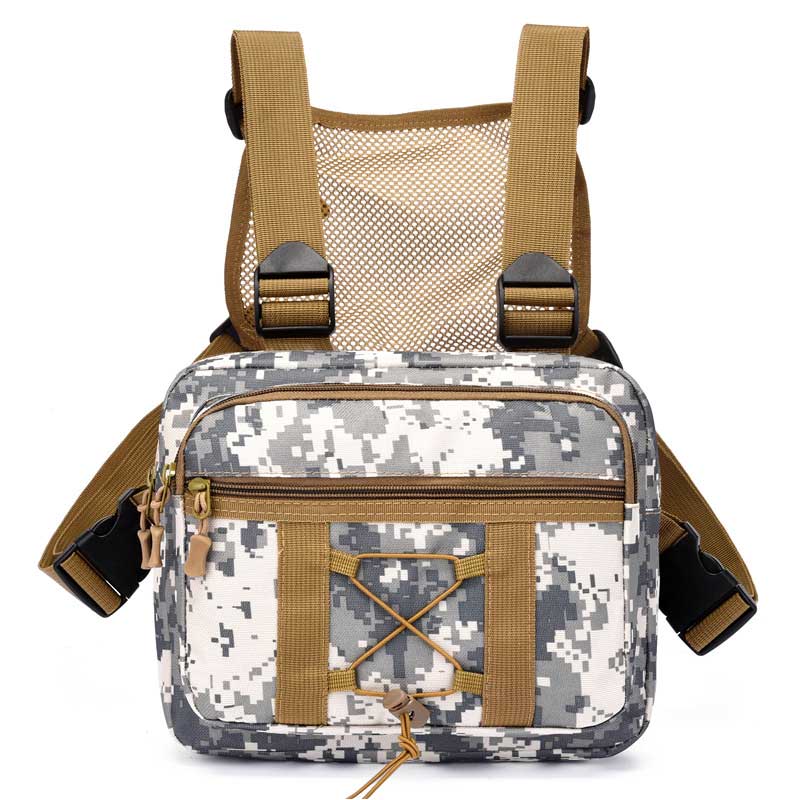 Stylish unisex tactical chest rig, water-resistant, multi-pocket for outdoor sports & adventure travel.