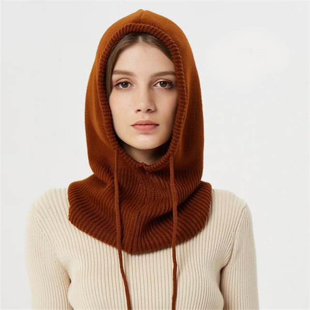 Snug knit thermal beanie hat with a protective hood for unisex winter warmth & comfortable headwear.