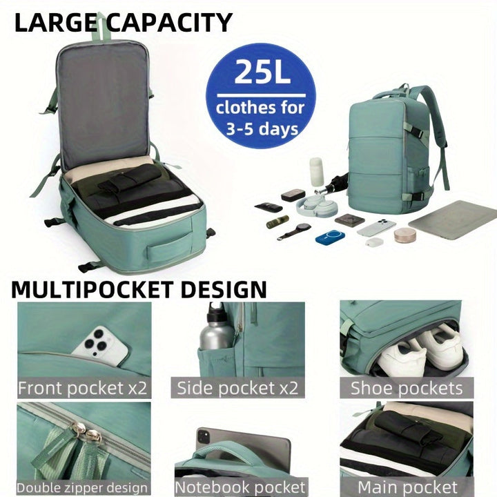 Adventure-ready travel backpack with a dedicated shoe compartment, built for durability and comfort.