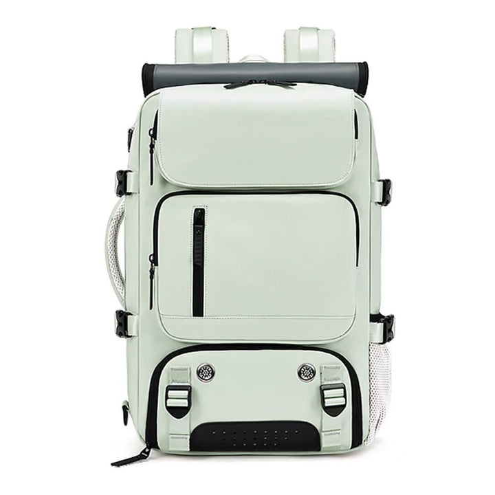 Commuter-friendly travel backpack with laptop protection & specialized shoe storage for trips.